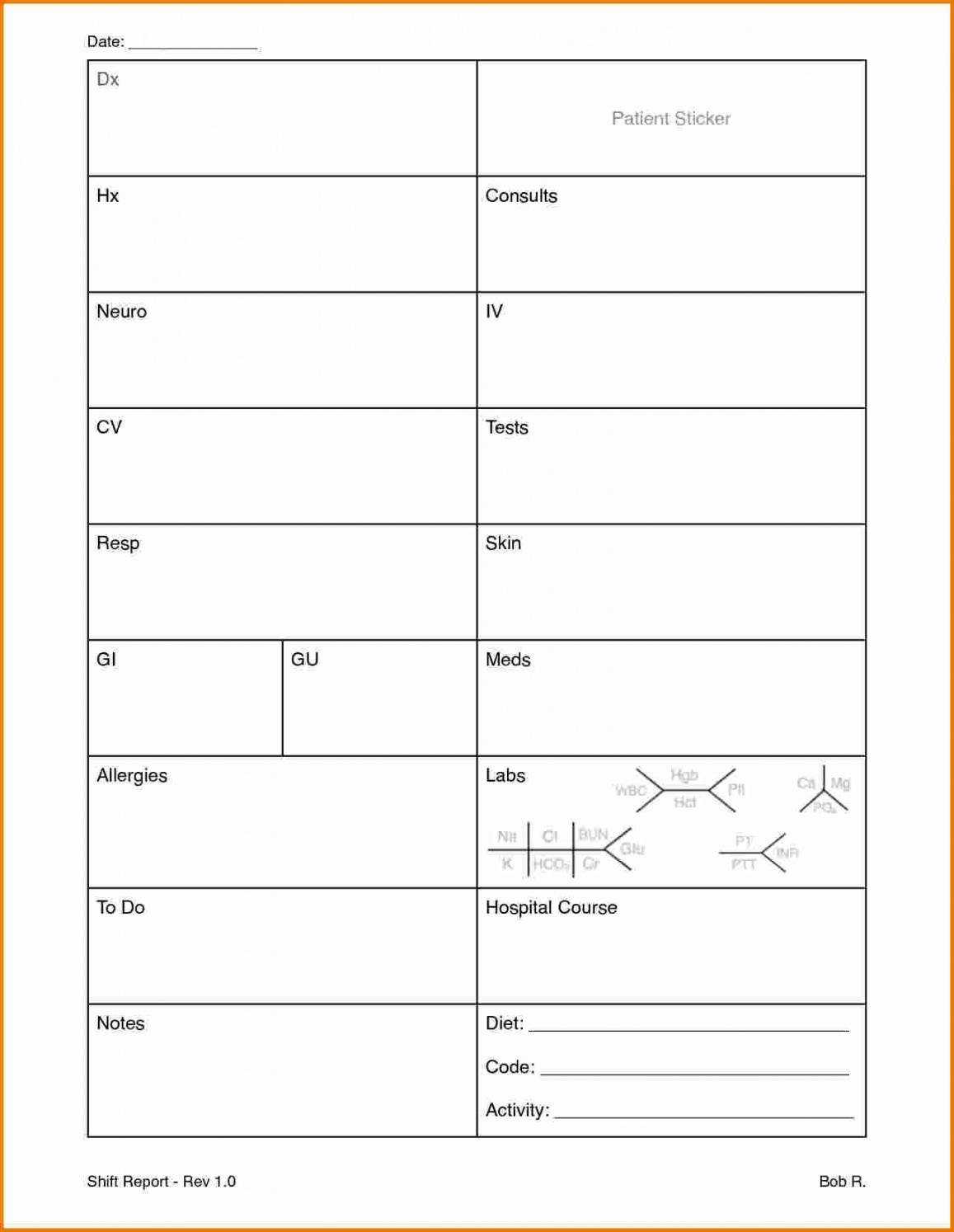 Icu Nursing Report Sheet Template Inside Nurse Shift Report Sheet Template