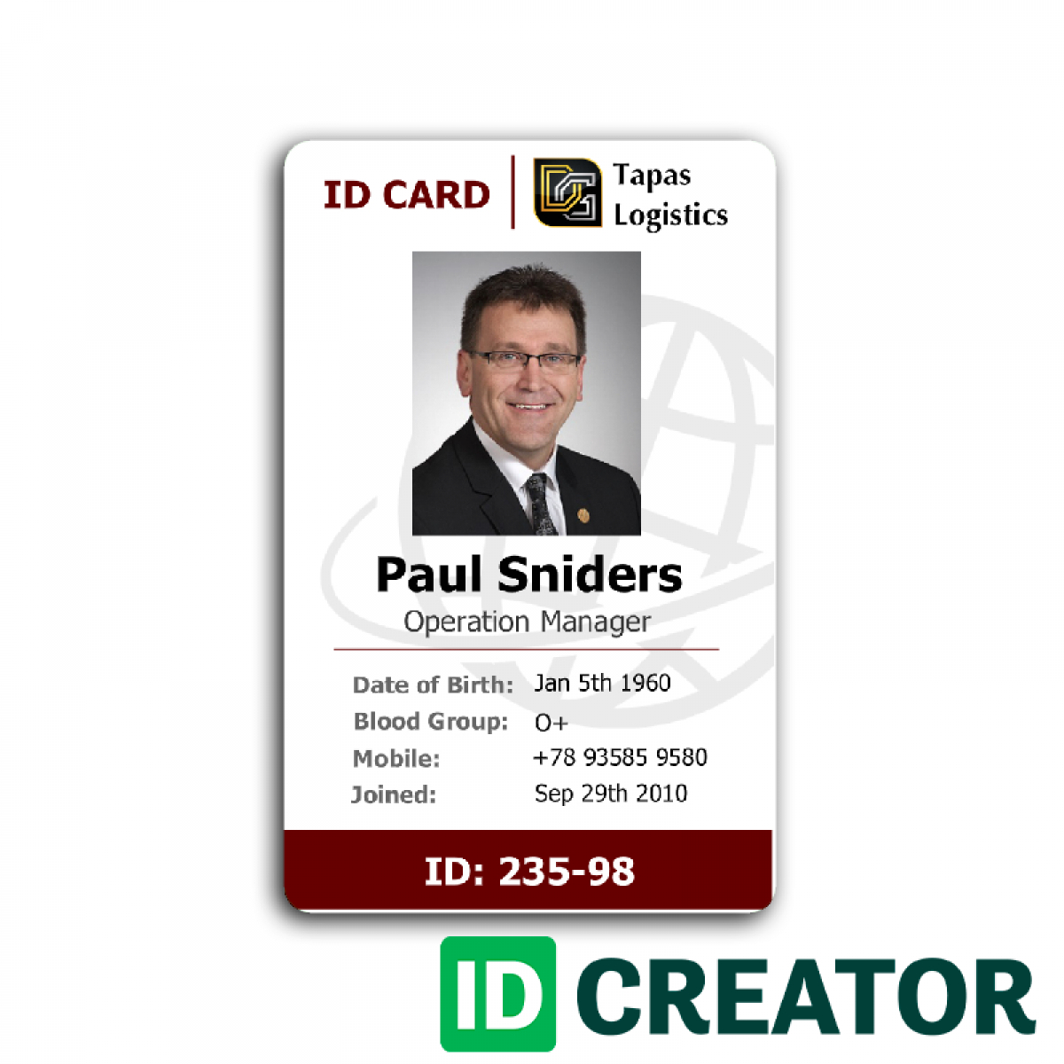 Id Card Template Recent Visualize 1 Front Of Id Employee 232 With Employee Card Template Word
