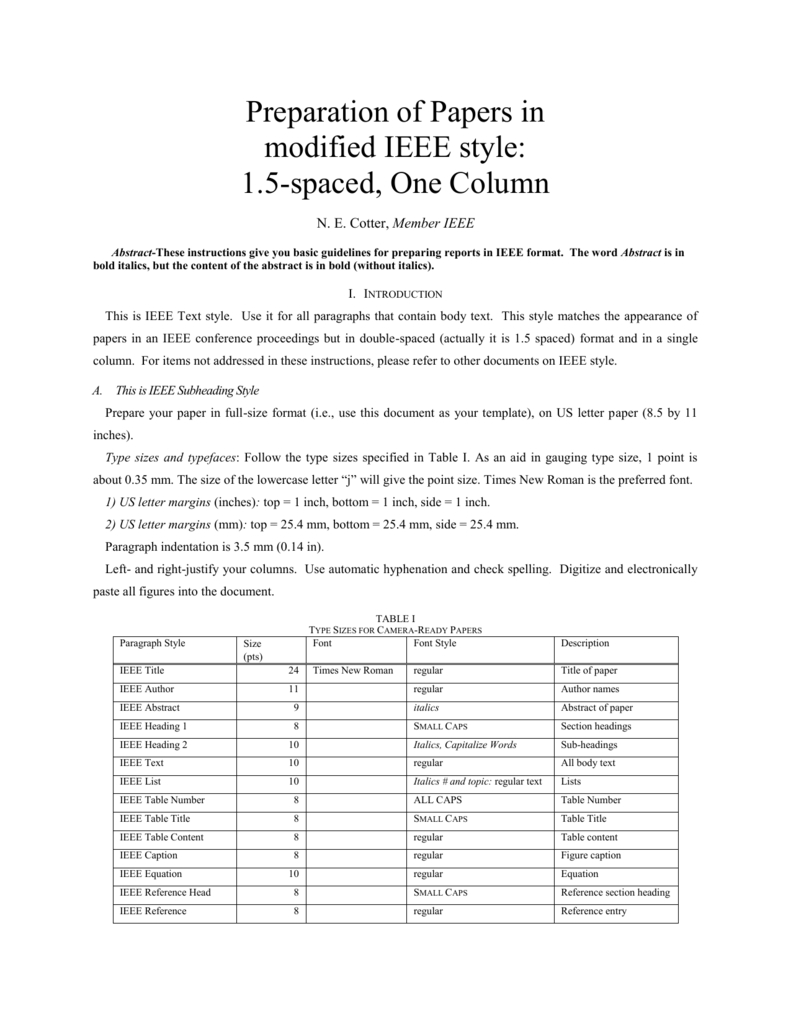 Ieee Format Modified For Single Column, Double Within Template For Ieee Paper Format In Word