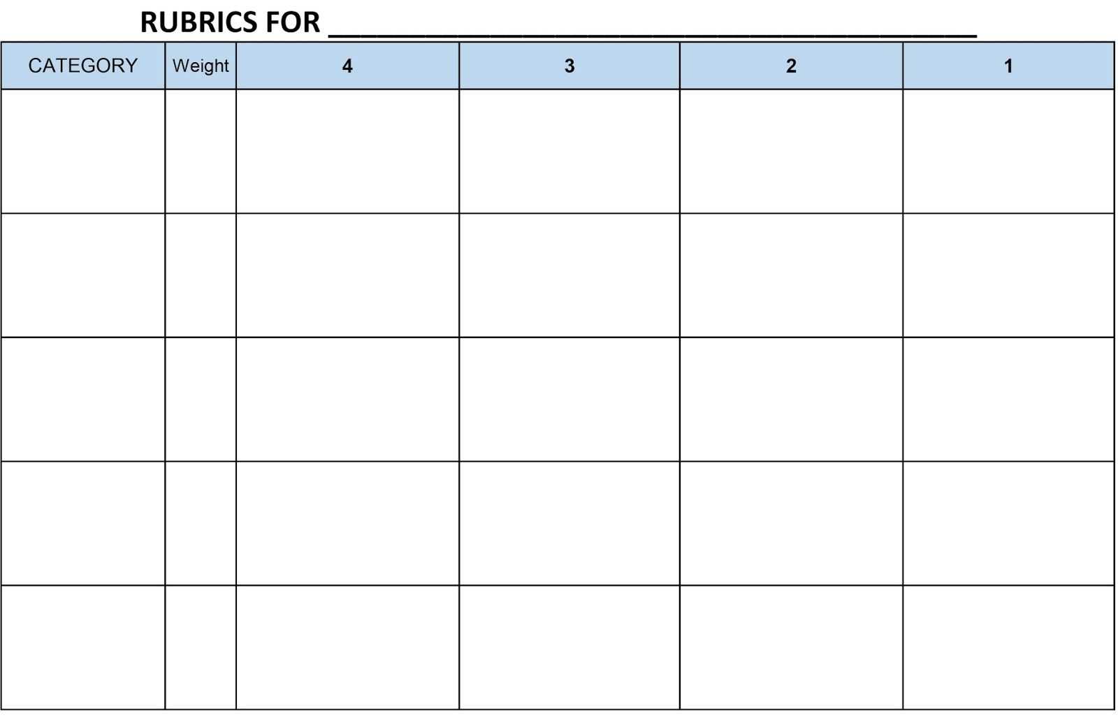 Image Result For Blank Rubric Template Editable | Workin It For Blank Rubric Template