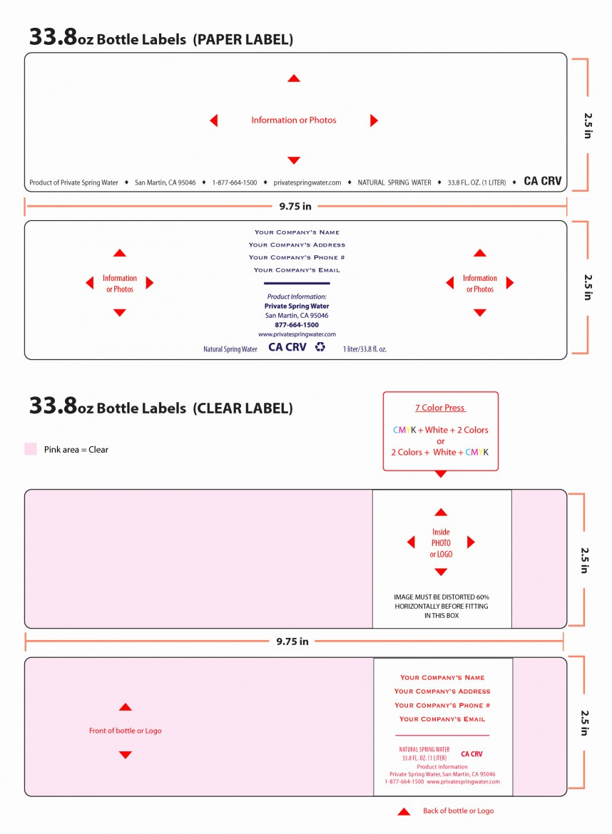 Impressive Free Water Bottle Label Template Ideas For Pertaining To 33 Up Label Template Word