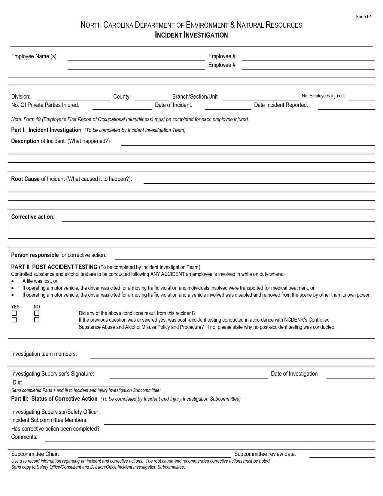 Incident Investigation Form Pdf Accident Template Word Osha Pertaining To Accident Report Form Template Uk
