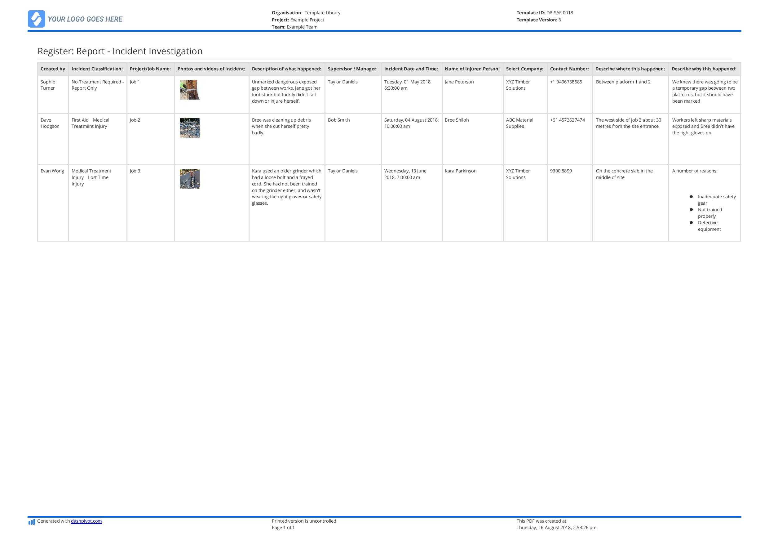 Incident Register Template (Better Than Excel) – Free And For Incident Report Log Template