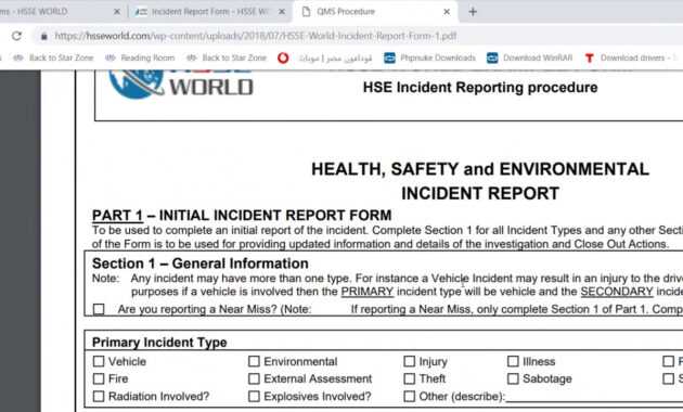 Incident Report Form - Hsse World intended for Health And Safety Incident Report Form Template