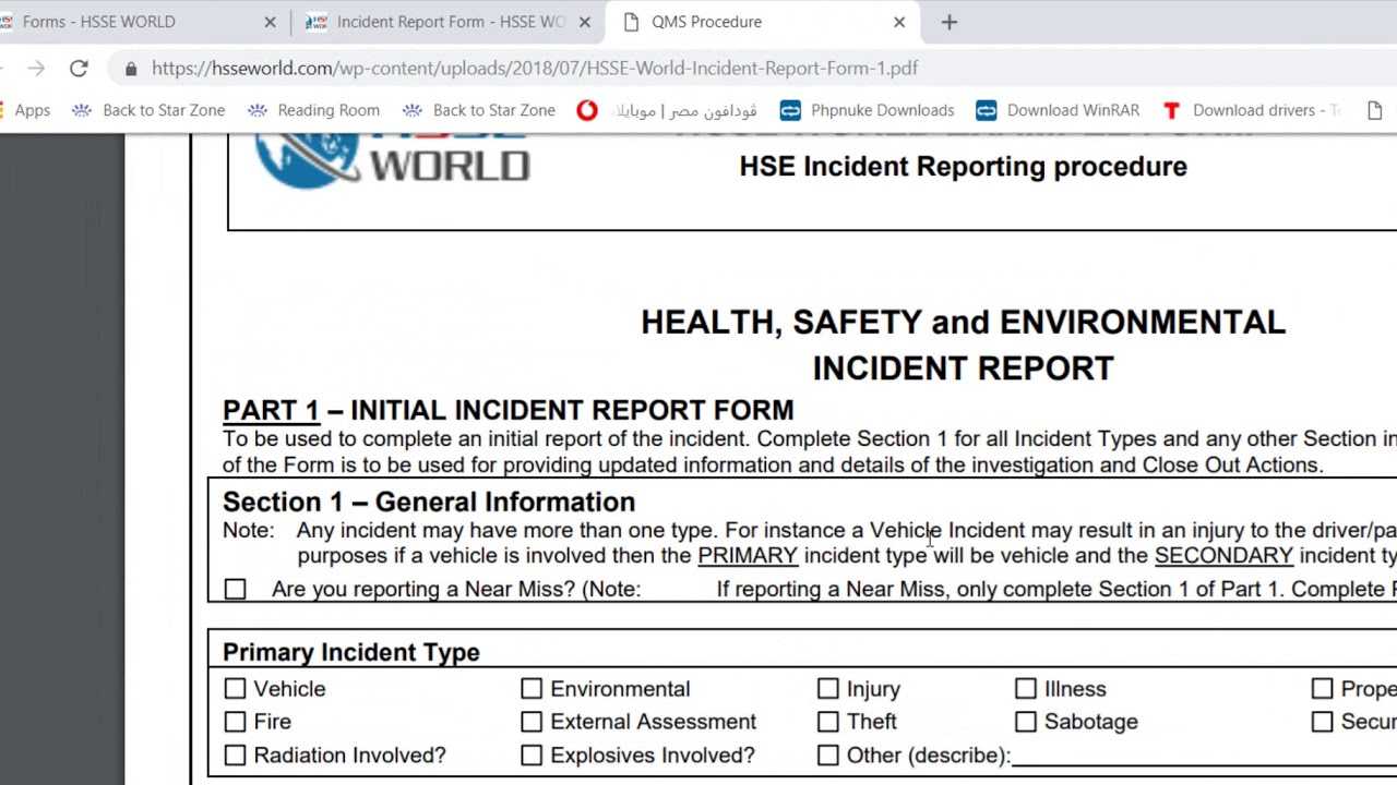 Incident Report Form – Hsse World Throughout Hse Report Template