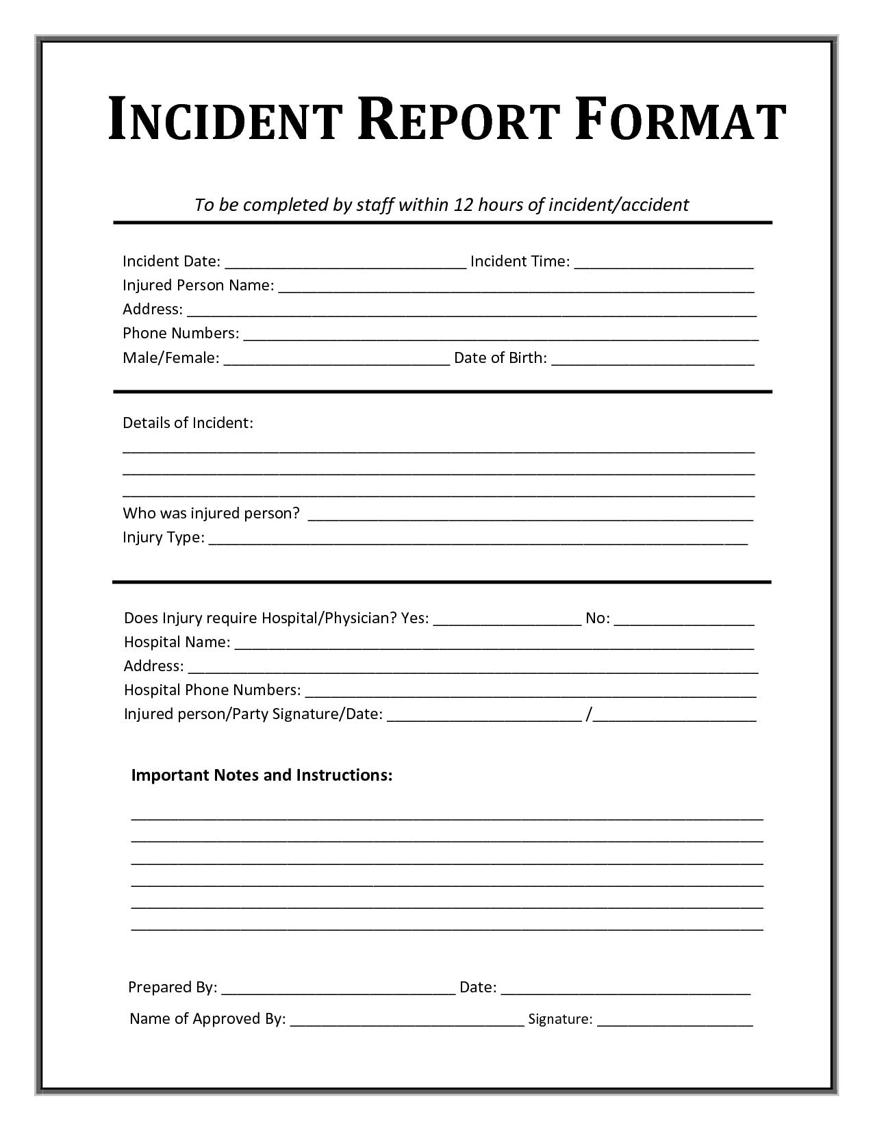 Incident Report Form Template Microsoft Excel Templates With Medical Report Template Doc