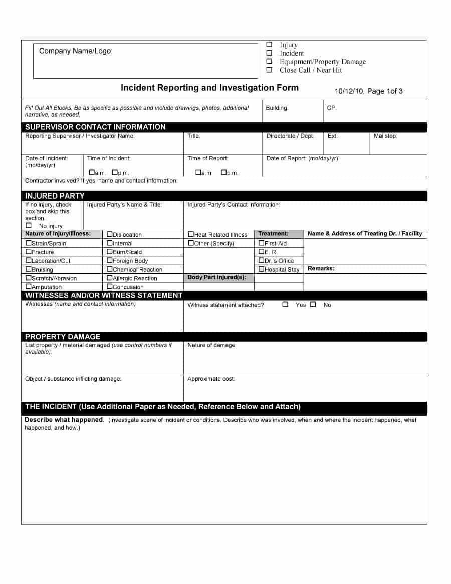 Incident Report & Investigation Root Cause Analysis Template With Root Cause Report Template