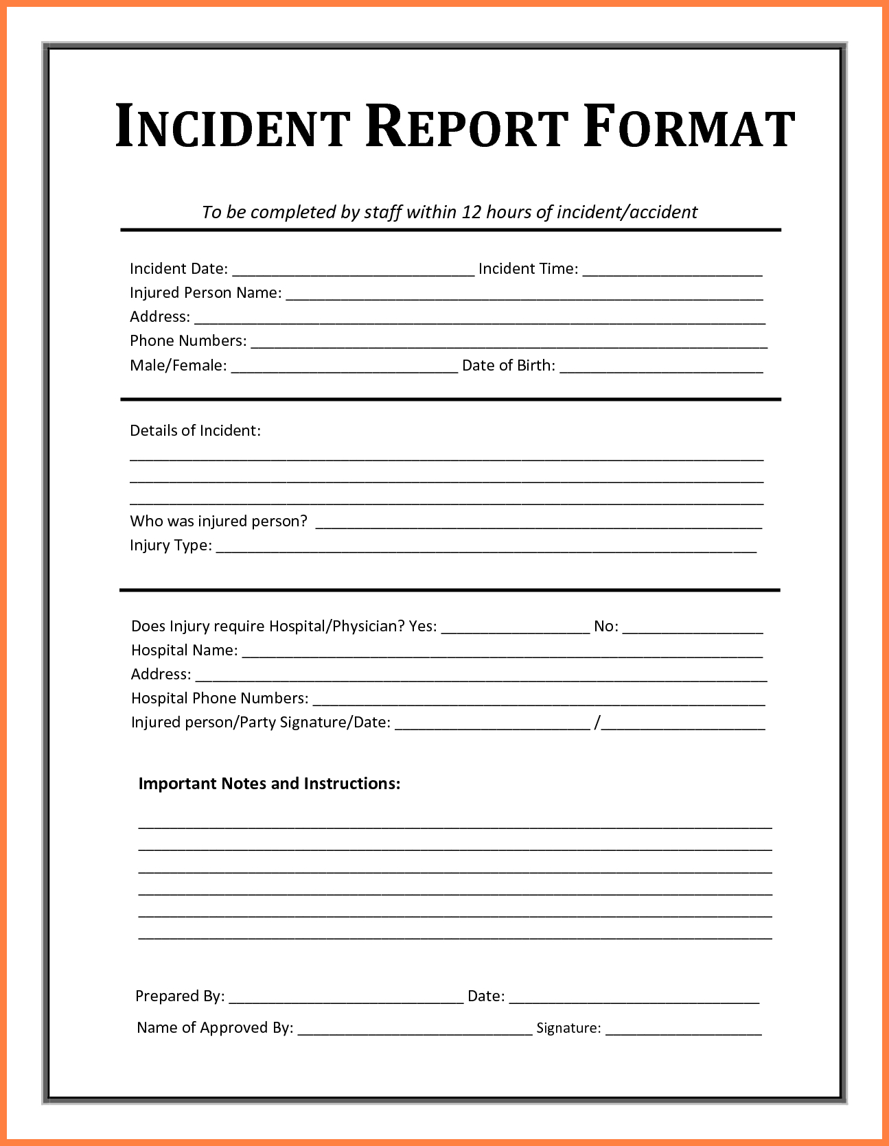 Incident Report Template – Free Incident Report Templates With Medication Incident Report Form Template