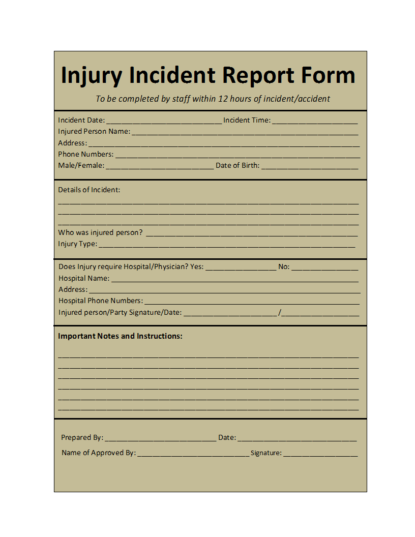 Incident Report Template In Insurance Incident Report Template