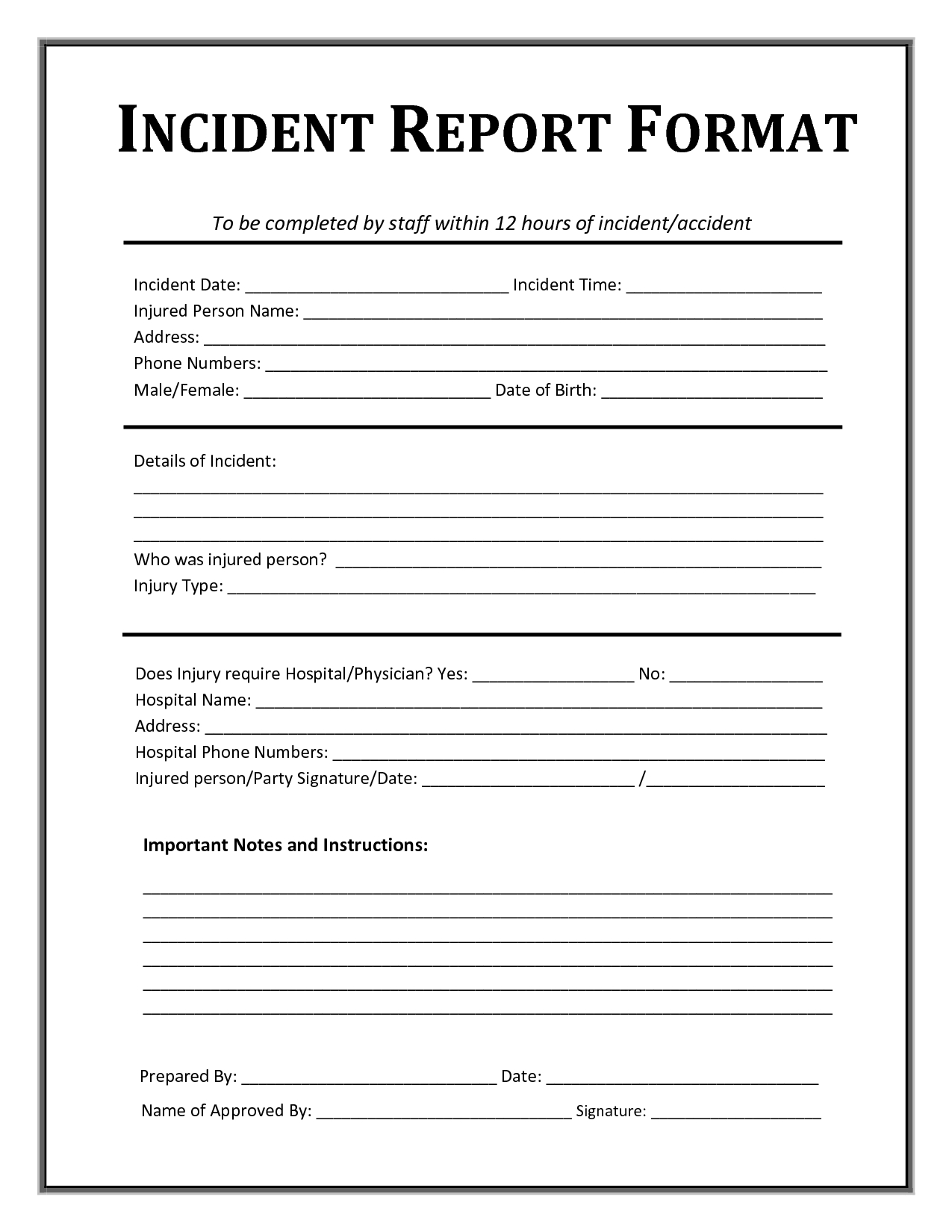 Incident Report Template | Incident Report, Incident Report For Health And Safety Incident Report Form Template