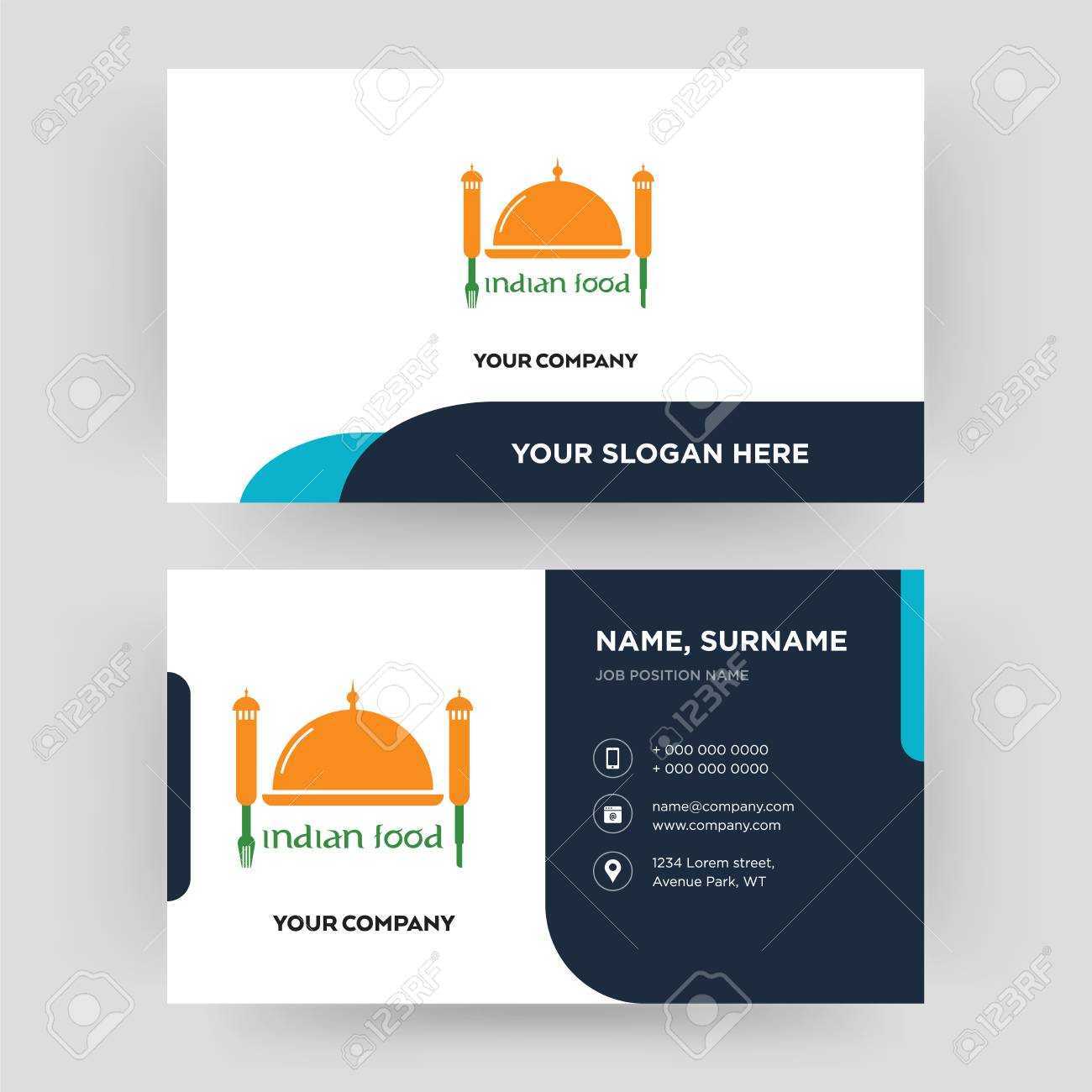 Indian Food, Business Card Design Template, Visiting For Your.. In Food Business Cards Templates Free