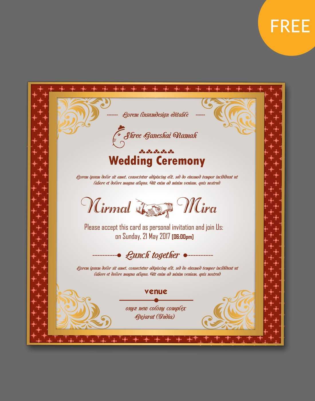 Indian Kankotri Card Templates | Kankotri Vector Template With Regard To Indian Wedding Cards Design Templates