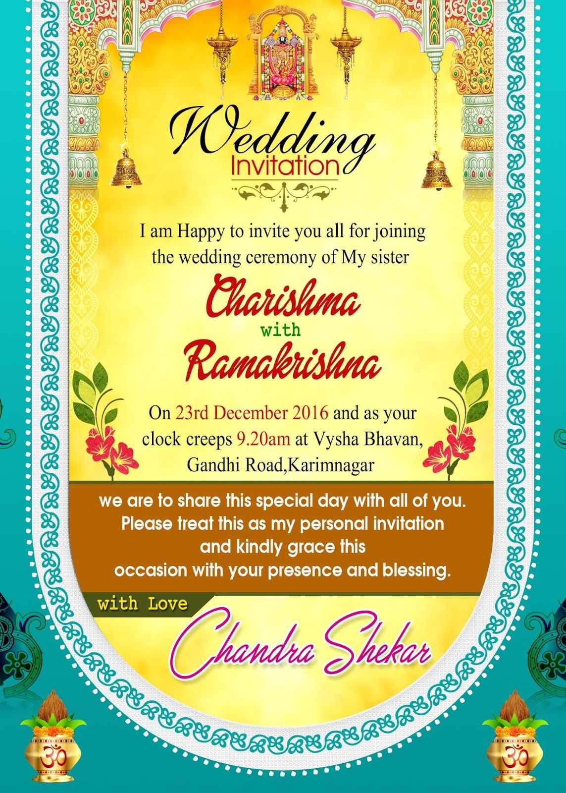 Indian Wedding Invitation Wordings Psd Template Free For Within Indian Wedding Cards Design Templates