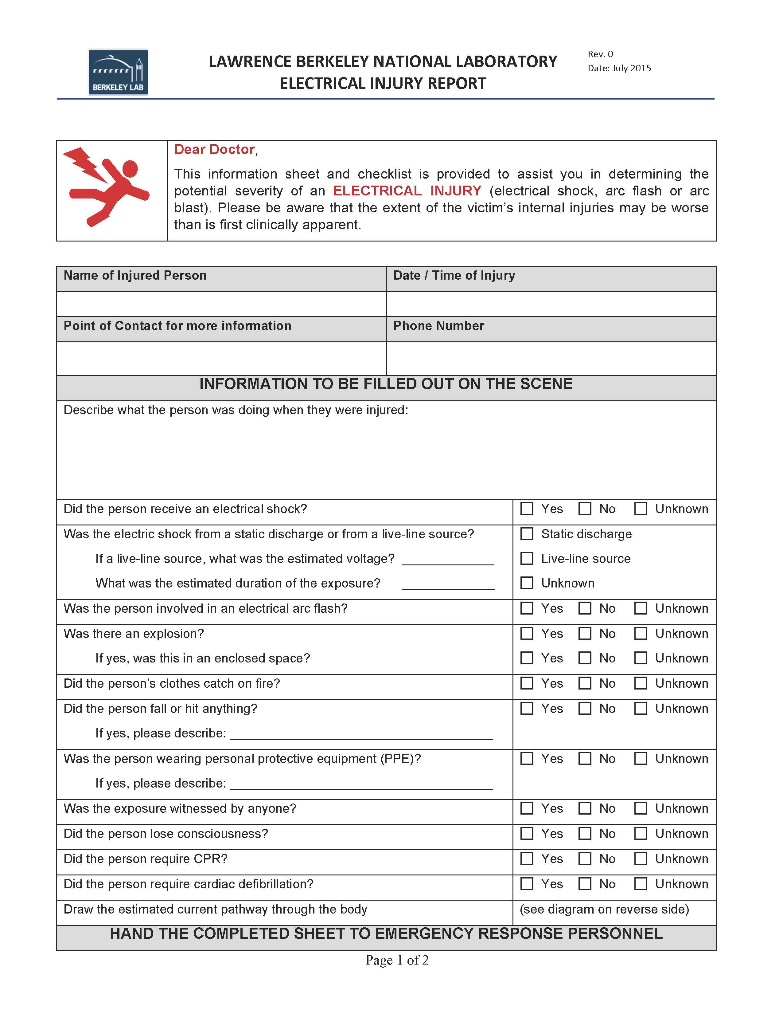 First Aid Incident Report Form Template