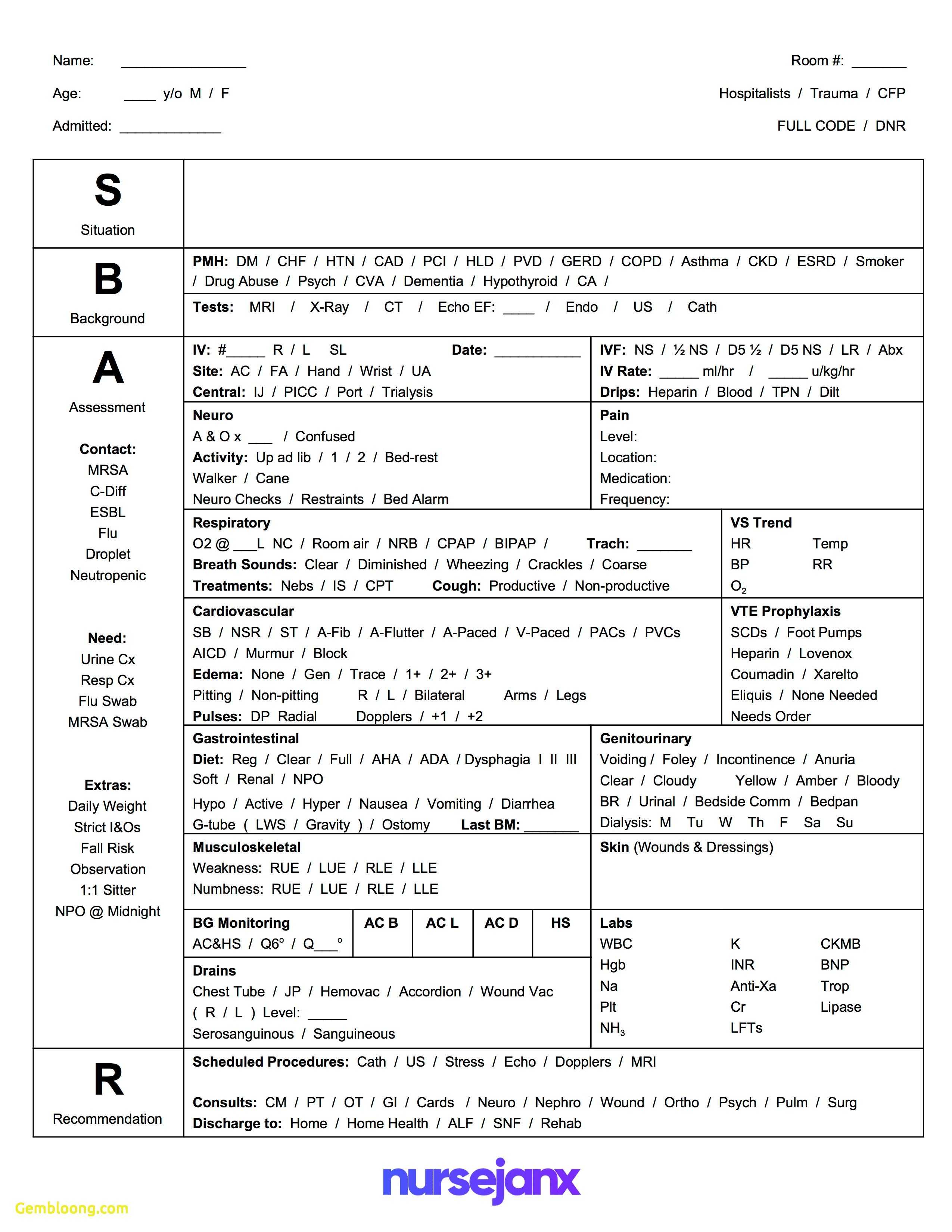 Inspirational Nursing Handoff Report Template | Best Regarding Nursing Handoff Report Template