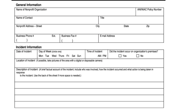 Insurance Incident Report - Fill Online, Printable, Fillable with Insurance Incident Report Template