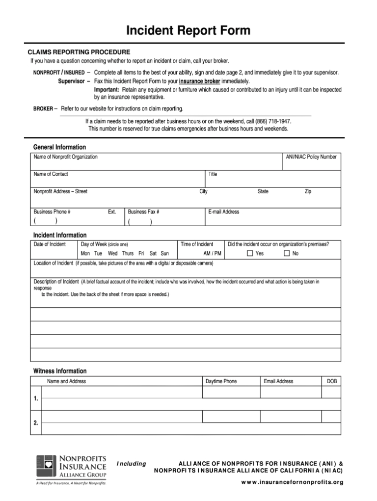 Insurance Incident Report – Fill Online, Printable, Fillable with ...