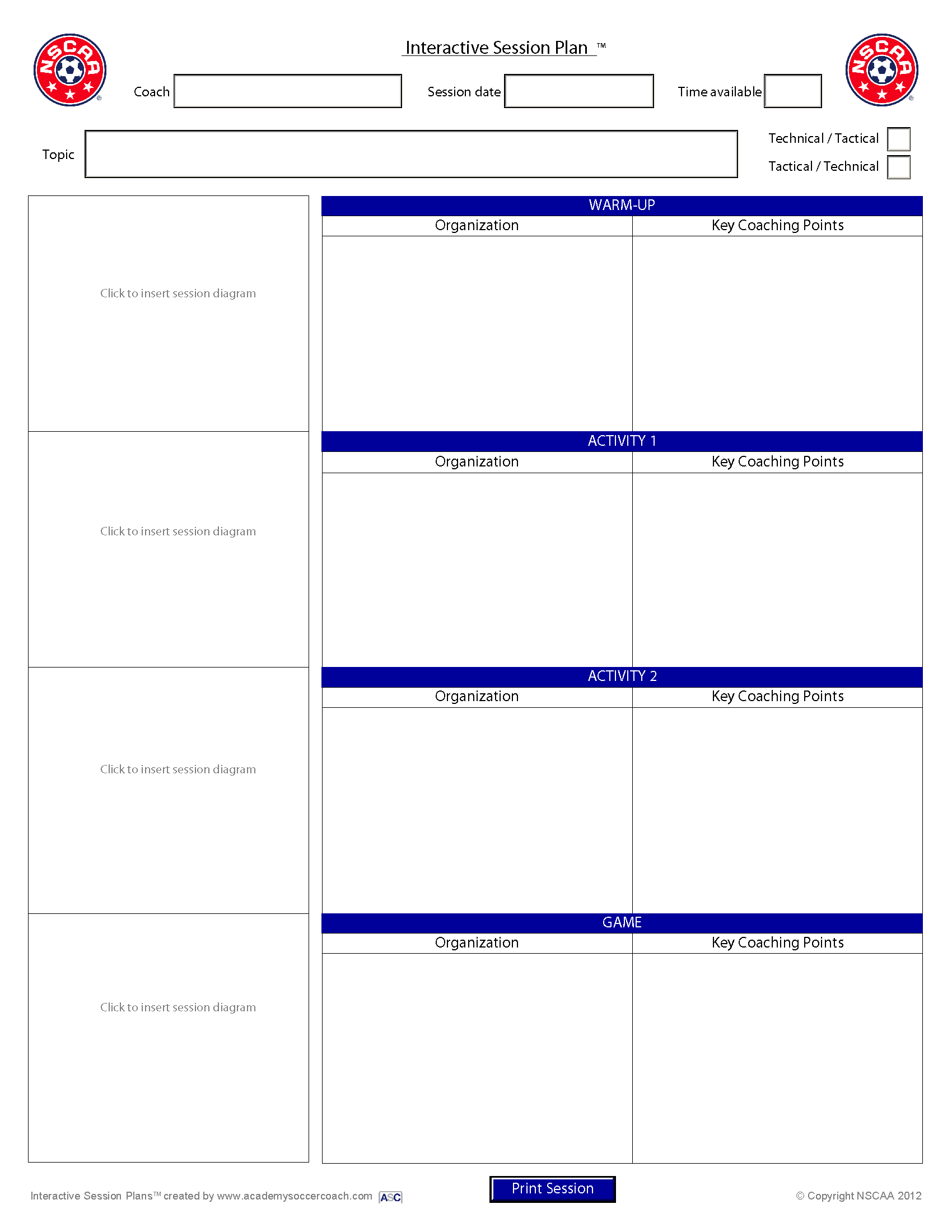 Interactive Session Plans™ – Academy Soccer Coach | Asc Regarding Coaches Report Template