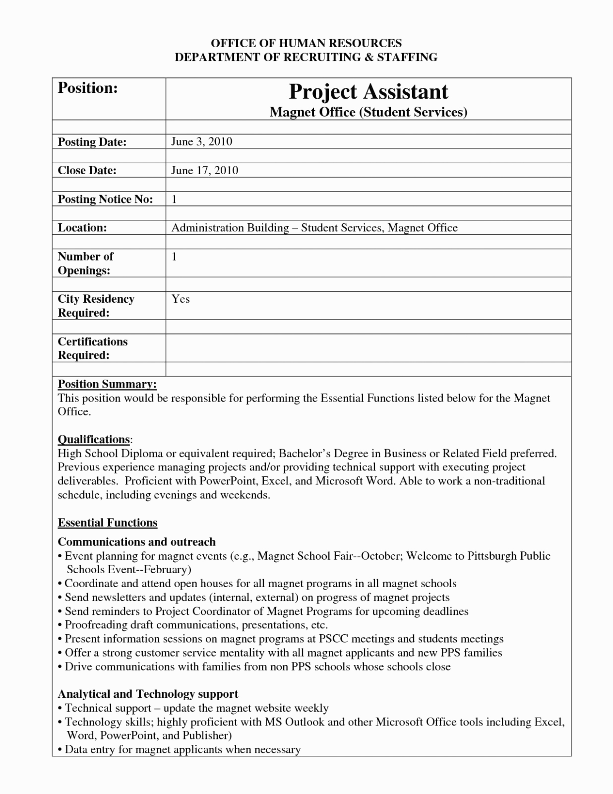 Internal Job Posting Template Word - Atlantaauctionco With Regard To Internal Job Posting Template Word