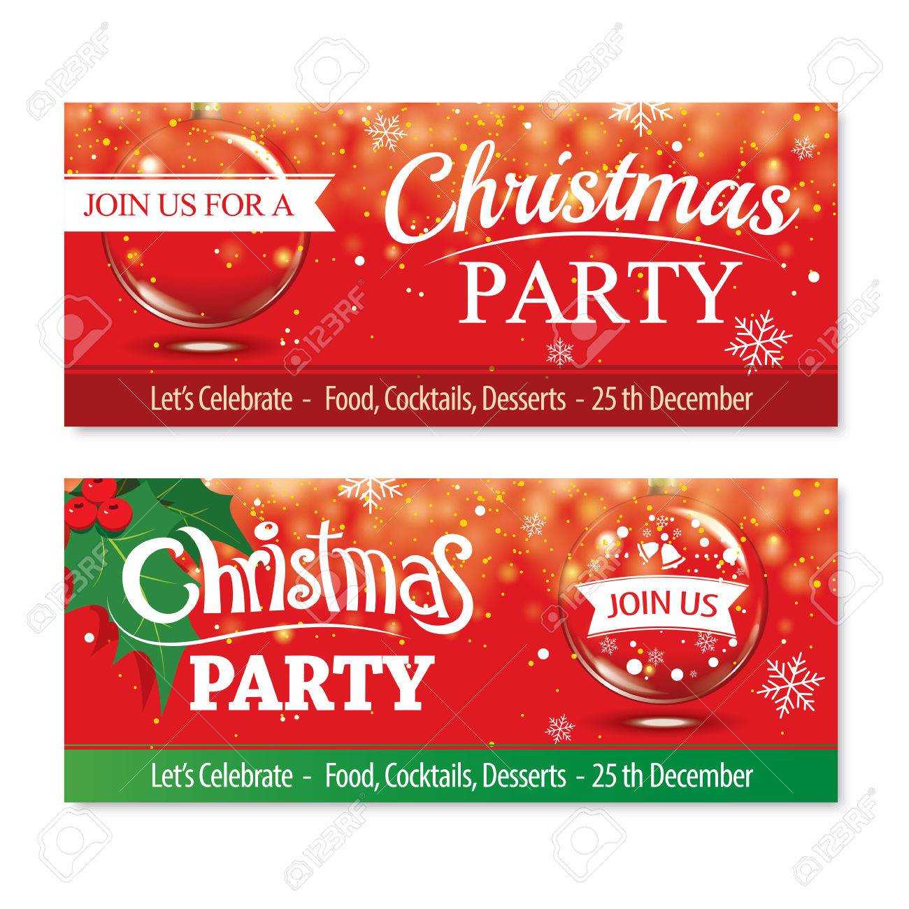 Invitation Merry Christmas Banner And Card Design Template.glass.. With Merry Christmas Banner Template