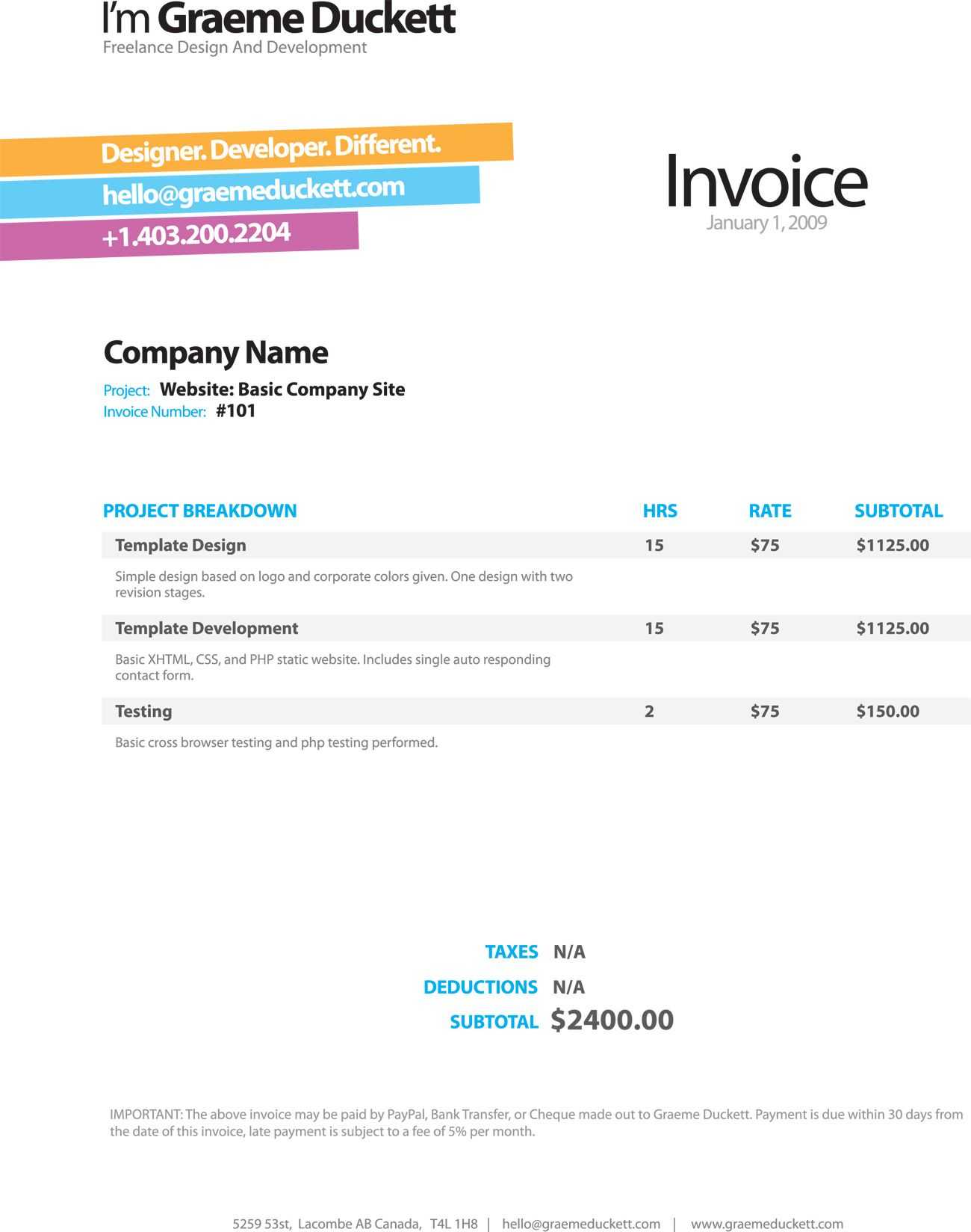 Invoice Like A Pro: Design Examples And Best Practices Regarding Web Design Invoice Template Word