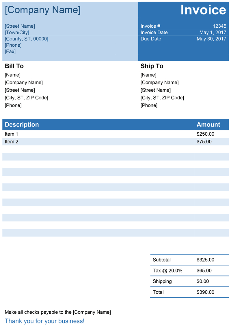 Invoice Template For Word – Free Simple Invoice Throughout Free Printable Invoice Template Microsoft Word