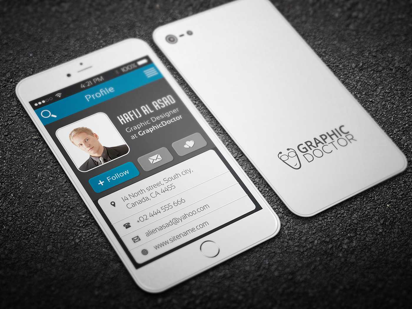 Iphone Business Card Template On Behance Within Iphone Business Card Template