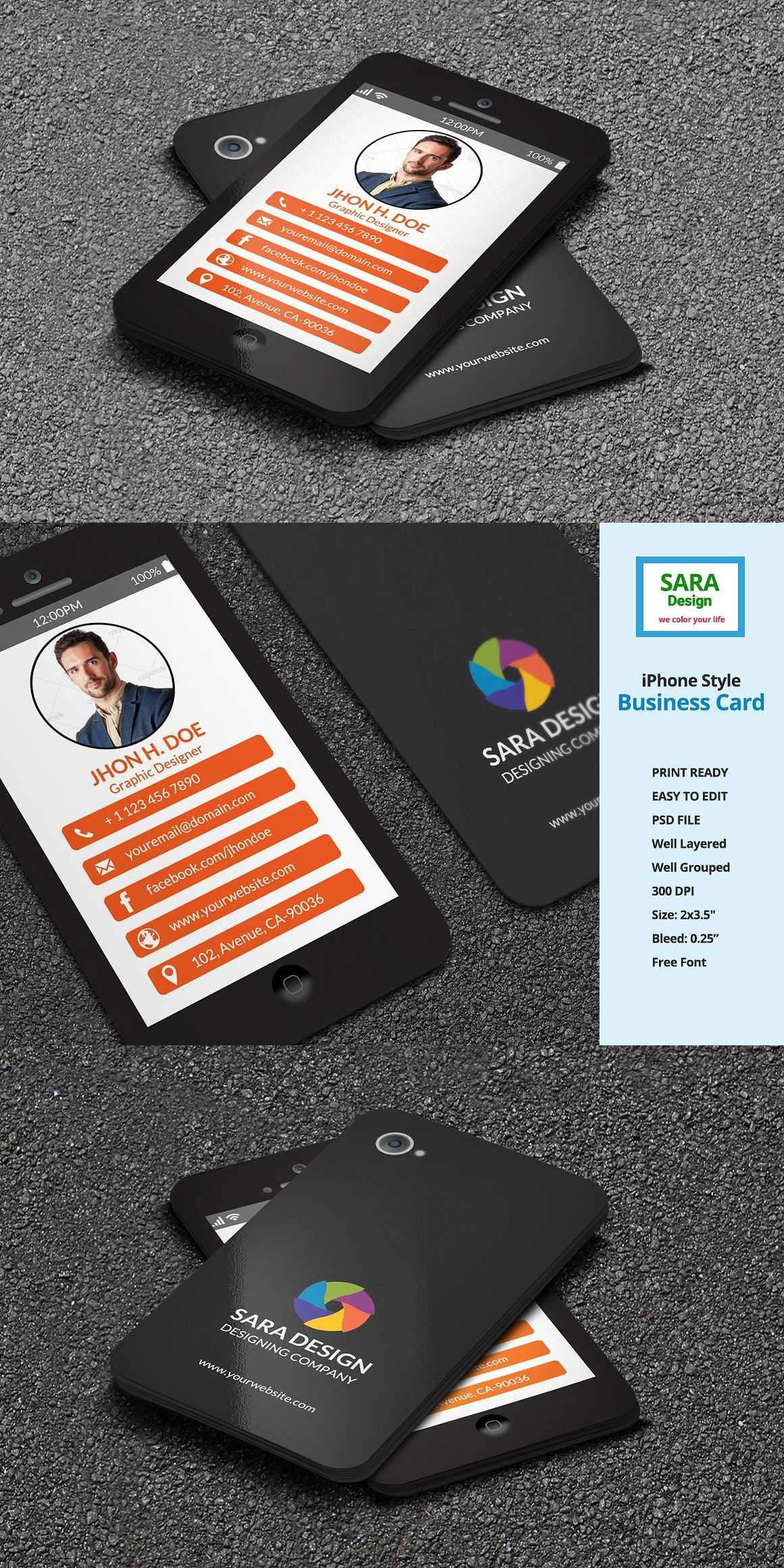 Iphone Stylish Business Card Templates Psd | Business Card Throughout Iphone Business Card Template