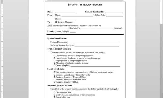 It Incident Report Template | Itsd108-1 with Computer Incident Report Template