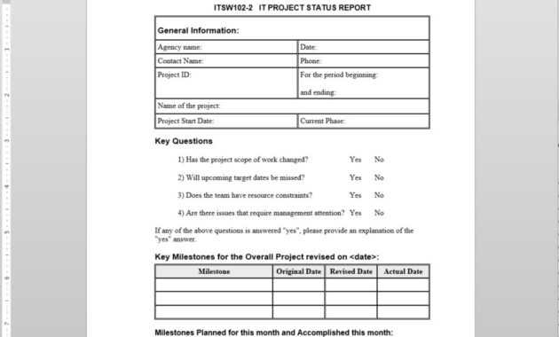 It Project Status Report Template | Itsw102-2 pertaining to Development Status Report Template