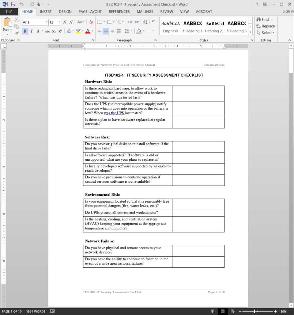 It Security Assessment Checklist Template | Itsd102 1 Throughout Information System Audit Report Template