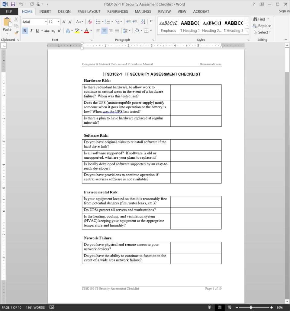 It Security Assessment Checklist Template | Itsd102 1 With Regard To Security Audit Report Template