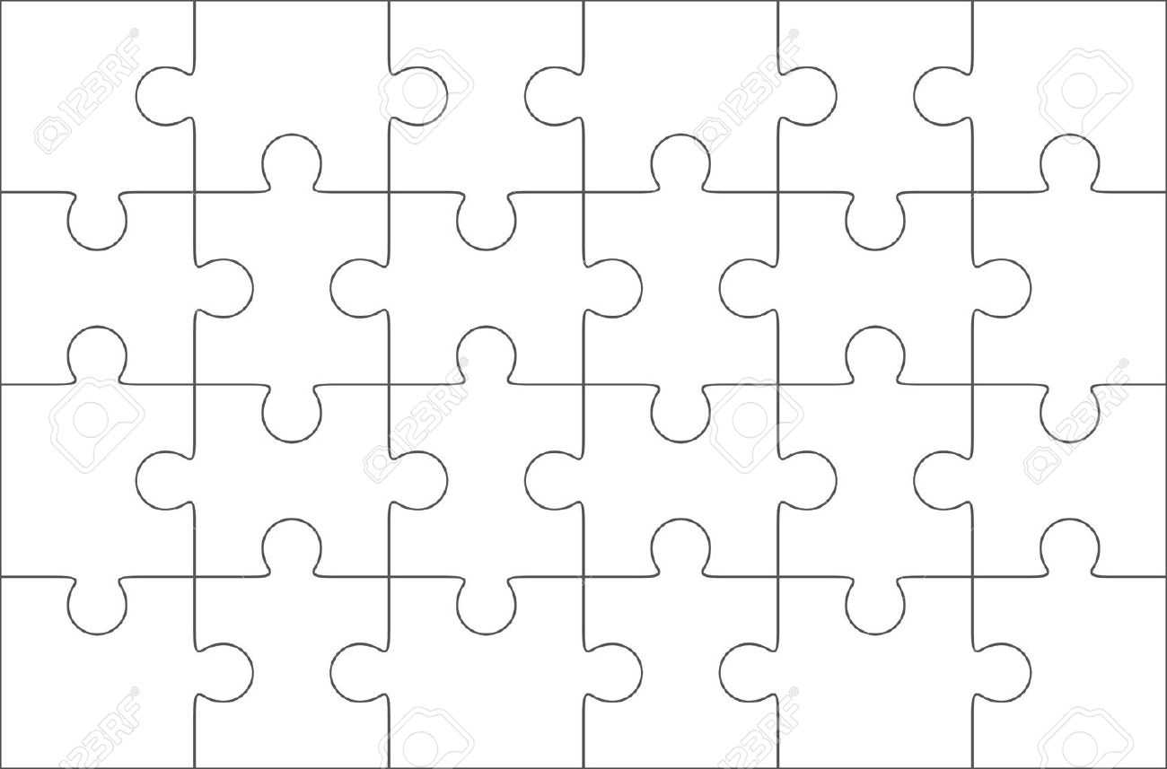 Jigsaw Puzzle Blank Template 6X4 Elements, Twenty Four Puzzle.. Intended For Blank Jigsaw Piece Template