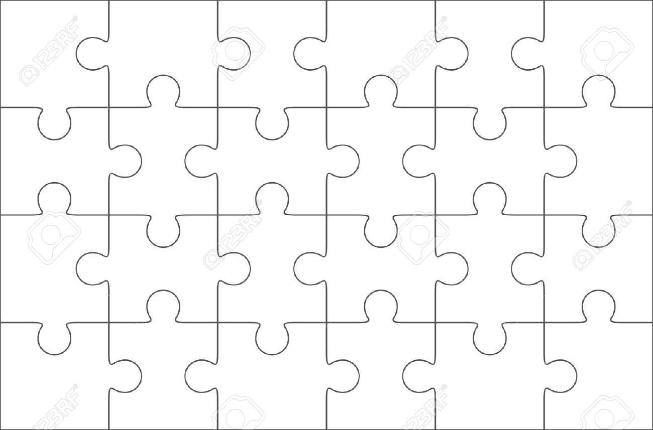 Jigsaw Puzzle Blank Template 6X4 Elements, Twenty Four Puzzle.. Intended For Blank Jigsaw Piece Template
