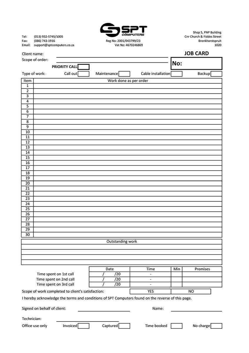 Job Card Template.xlsx – Colourtech Design & Print With Regard To Sample Job Cards Templates