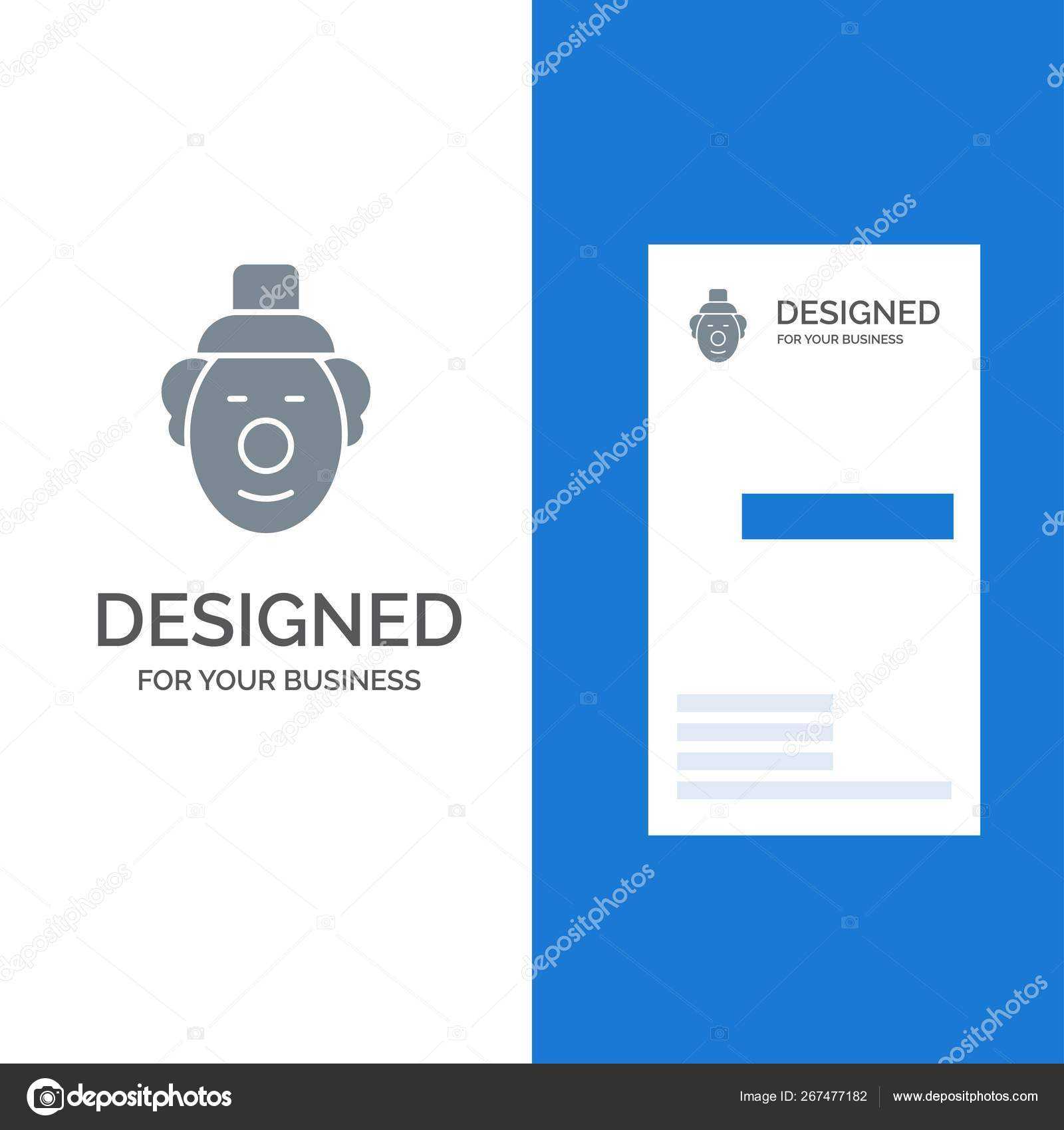 Joker Clown Circus Grey Logo Design Business Card Template Intended For Joker Card Template