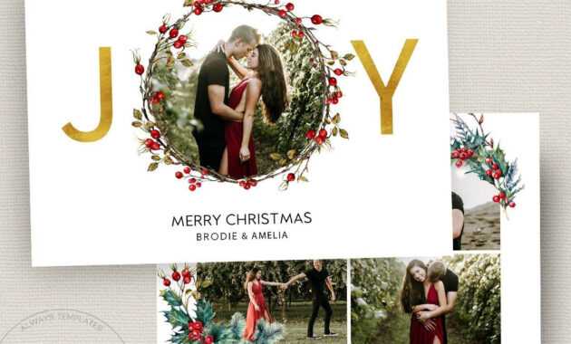 Joy Photo Christmas Card Template, Joy Christmas Card intended for Christmas Photo Card Templates Photoshop