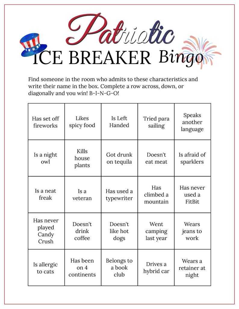 July 4Th Bingo Cards Printable Picnic Game Ice Breaker Get To Know You Pertaining To Ice Breaker Bingo Card Template