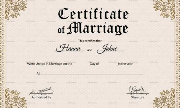 Keepsake Marriage Certificate Template with Certificate Of Marriage Template