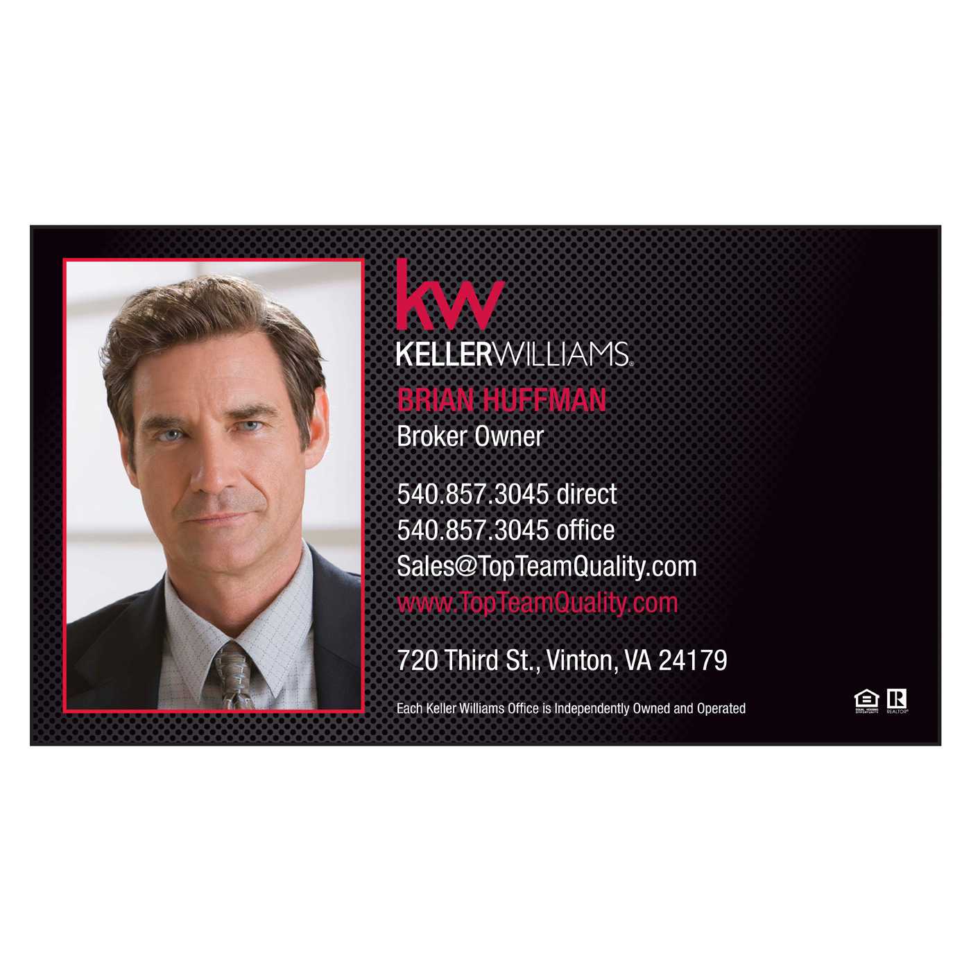 Keller Williams Halftone Business Card – Short Office Name Within Keller Williams Business Card Templates