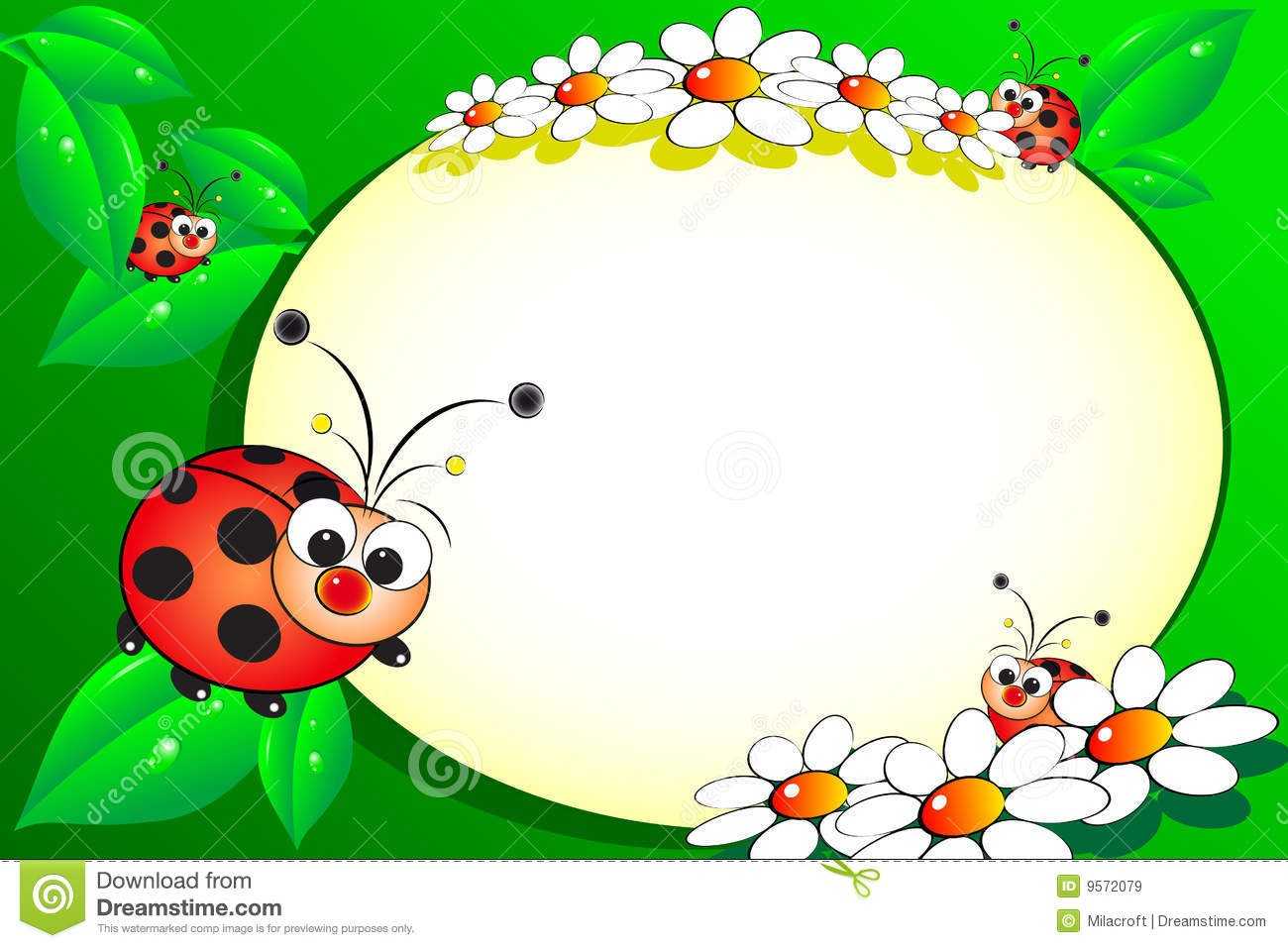 Kid Scrapbook With Blank Frame Message Stock Vector Inside Blank Ladybug Template