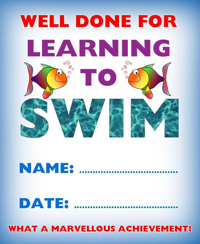 Kids Certificate For Learning To Swim | Swim | Learn To Swim Within Swimming Certificate Templates Free