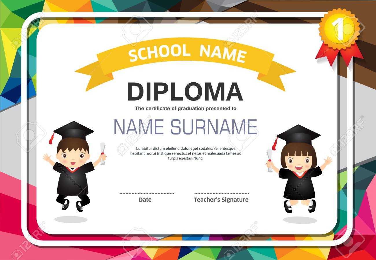 Kids Diploma Certificate Background Design Template. Within Children's Certificate Template