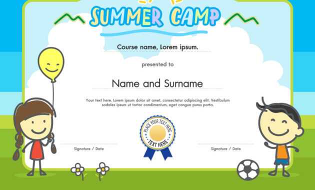 Kids Summer Camp Certificate Document Template in Summer Camp Certificate Template