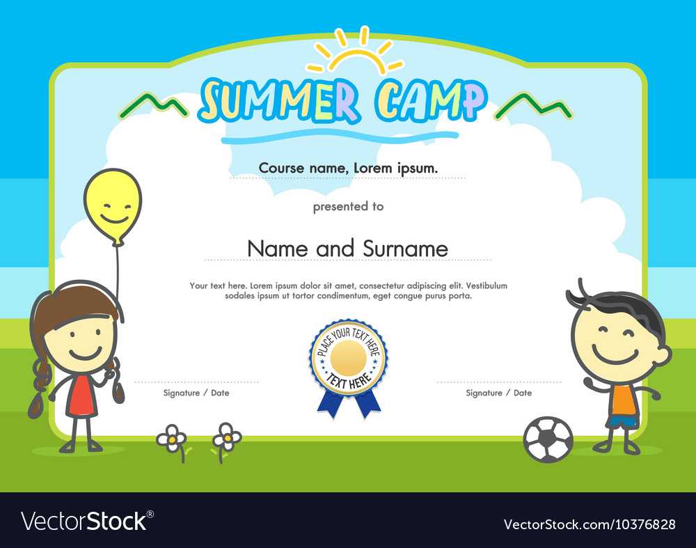Kids Summer Camp Certificate Document Template In Summer Camp Certificate Template