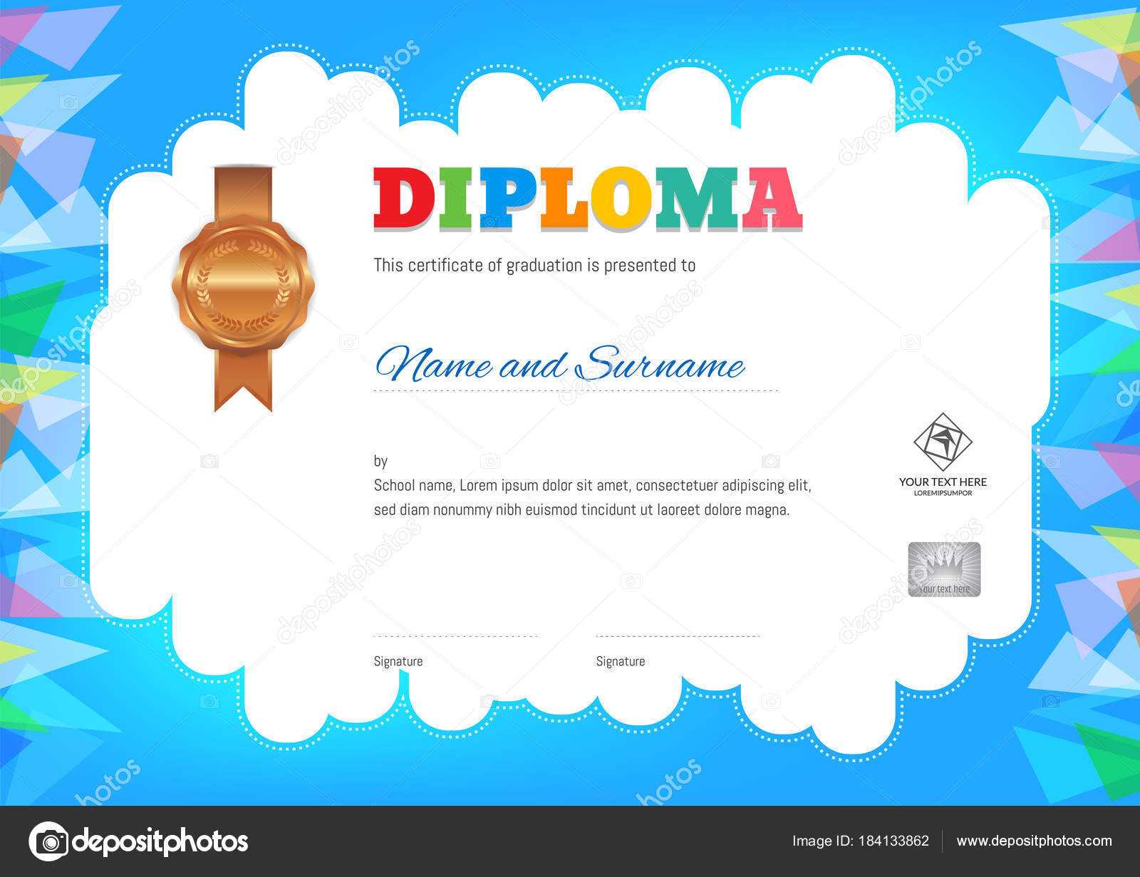 Kids Summer Camp Diploma Or Certificate Template — Stock Within Summer Camp Certificate Template