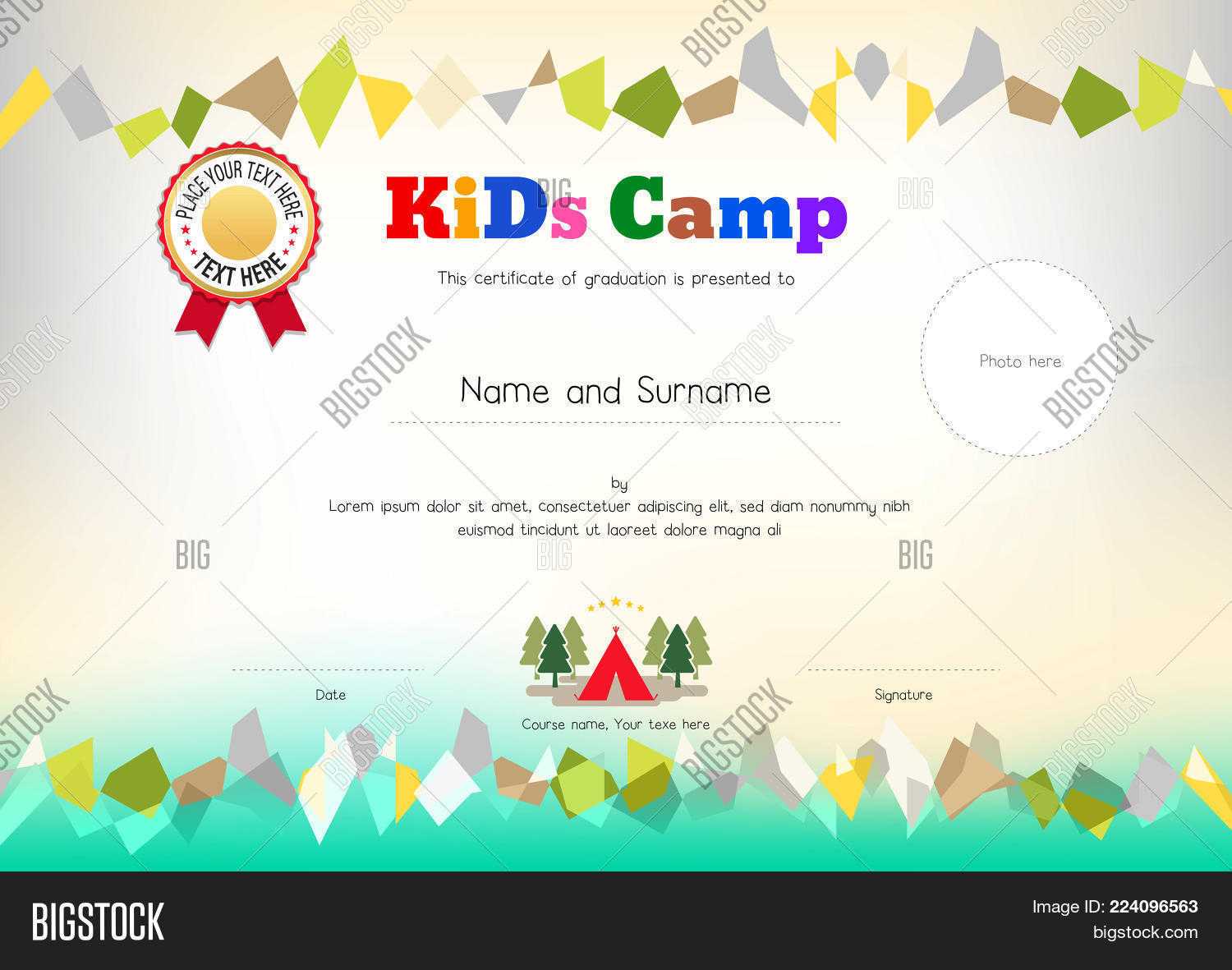 Kids Summer Camp Vector & Photo (Free Trial) | Bigstock With Summer Camp Certificate Template