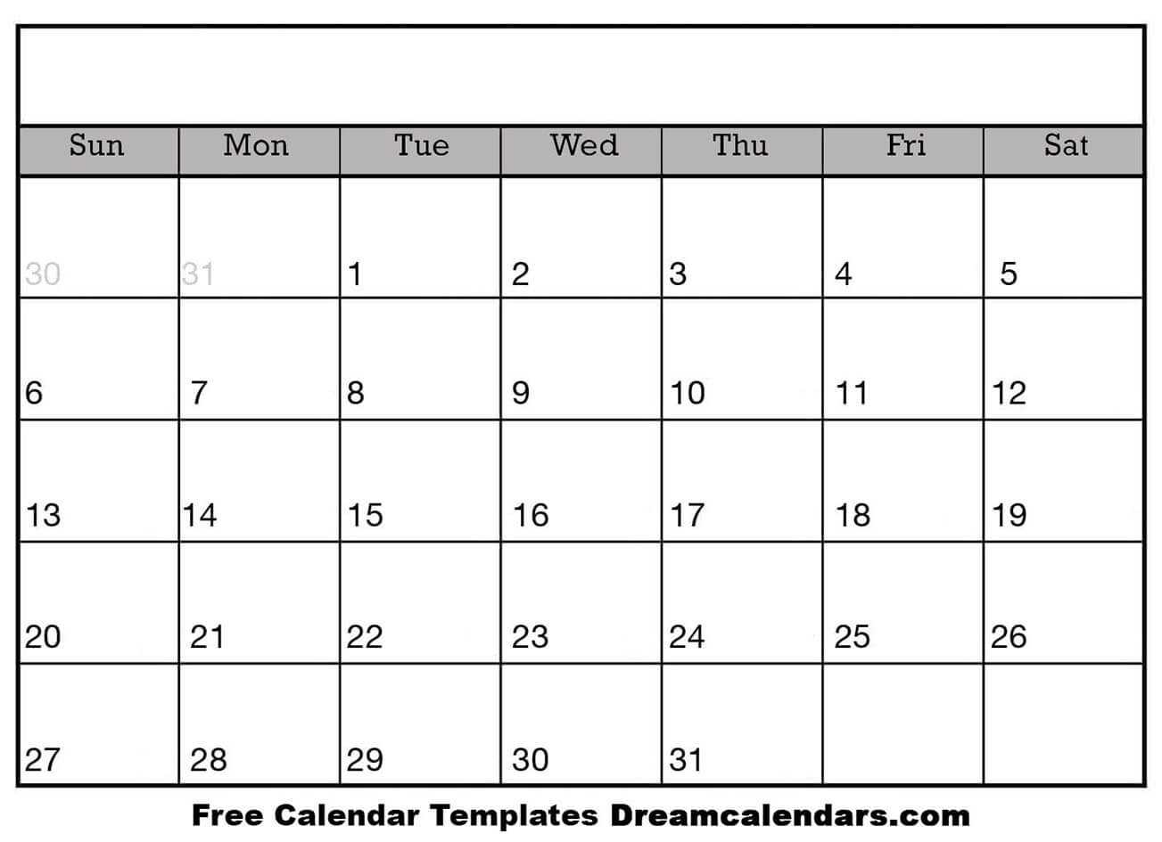 Ko Fi – Blank Printable Calendar Templates – Ko Fi Throughout Blank Calender Template