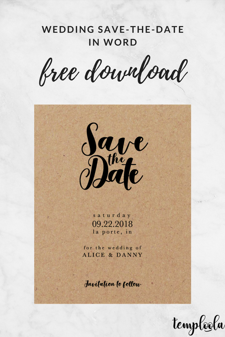 Kraft Black Wedding Save The Date Template | Diy Save The Throughout Save The Date Templates Word