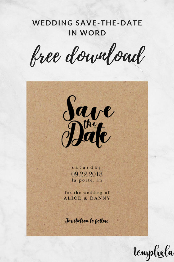 Kraft Black Wedding Save The Date Template | Diy Save The With Regard To Save The Date Template Word